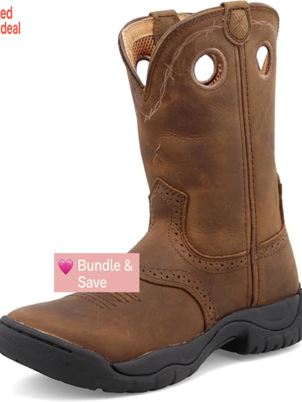 9" Pull On Round Toe Western Work Boots - Barn & Outdoor